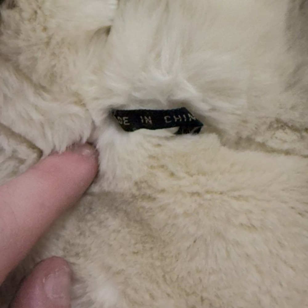 Vintage Tan Suede Shearling Coat Long Faux Fur Trim Toggle Jacket Tan Cream - Picture 10 of 10